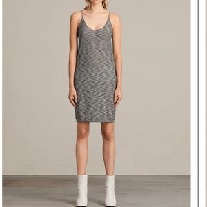 All Saints Blyth Stripe Vest Dress Size Small Black And White Stripe‎ Brand New